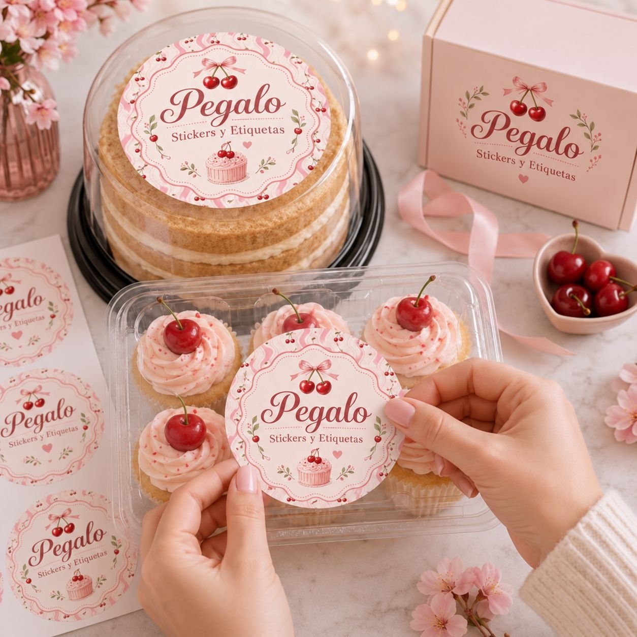 Etiquetas Pegalo en pastel y cupcakes